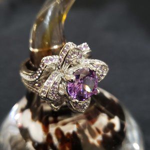 Violet CZ Platinum Plated Ring - Size 6 - NWOT